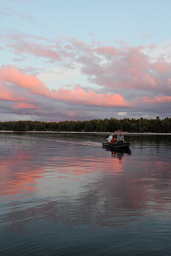 fishing at sunset